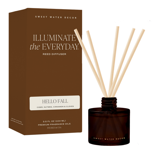 Hello Fall Amber Tinted Glass Jar Reed Diffuser