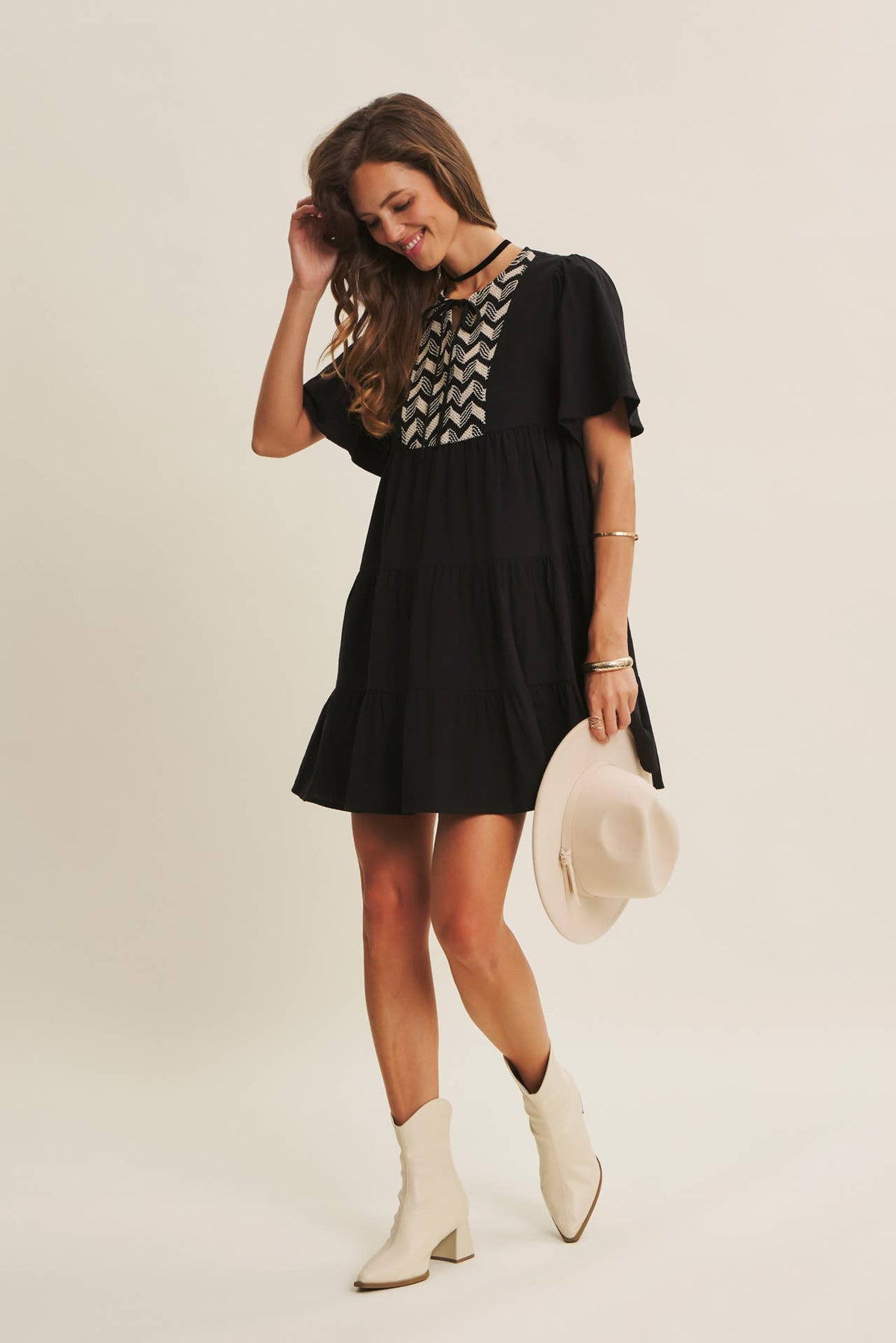 Vintage Crochet Tiered Cotton Babydoll Dress