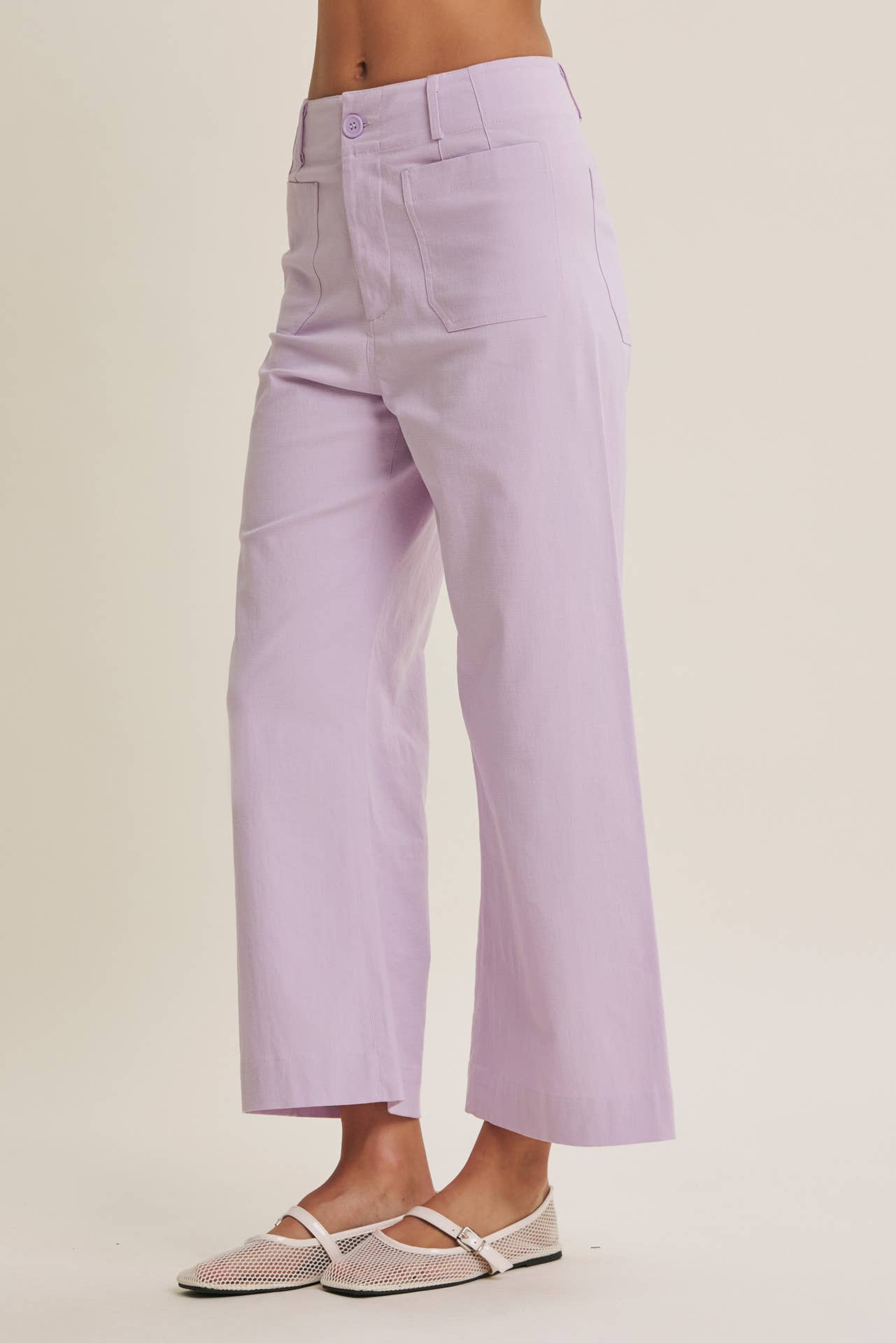 SEASONLESS STRETCHY COTTON LINEN ANKLE PANTS WITH POCKETS