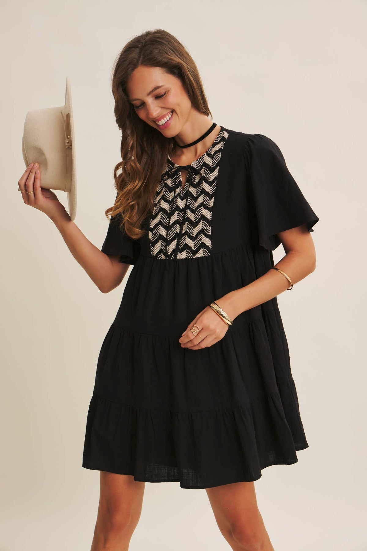 Vintage Crochet Tiered Cotton Babydoll Dress