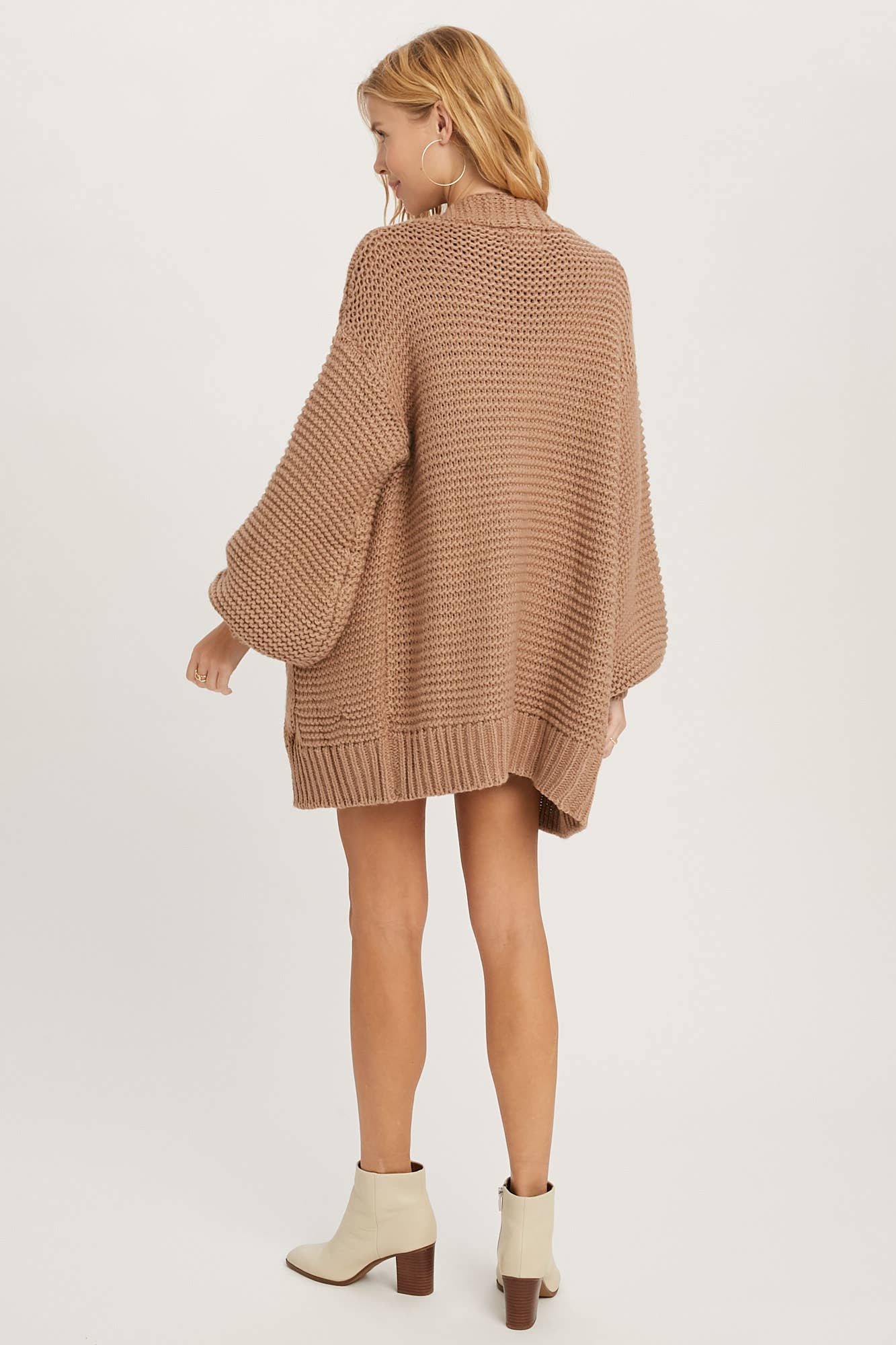 Ivory Chunky Cable Lantern Sleeve Cardigan