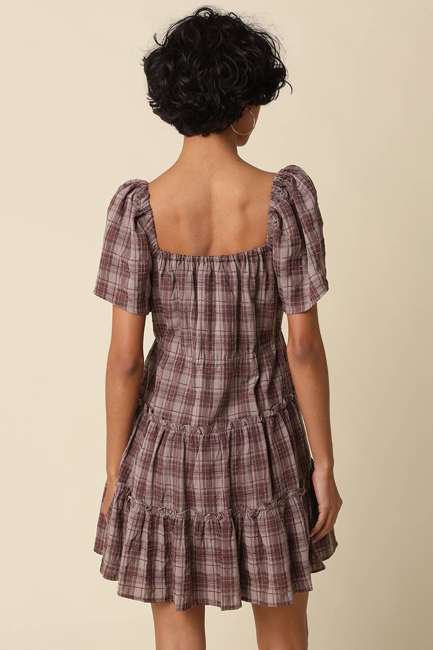Ruby Plaid Tiered Mini Dress