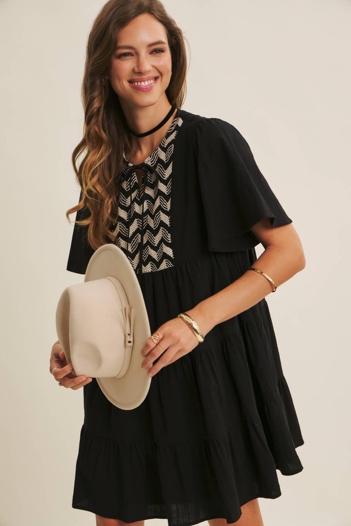 Vintage Crochet Tiered Cotton Babydoll Dress