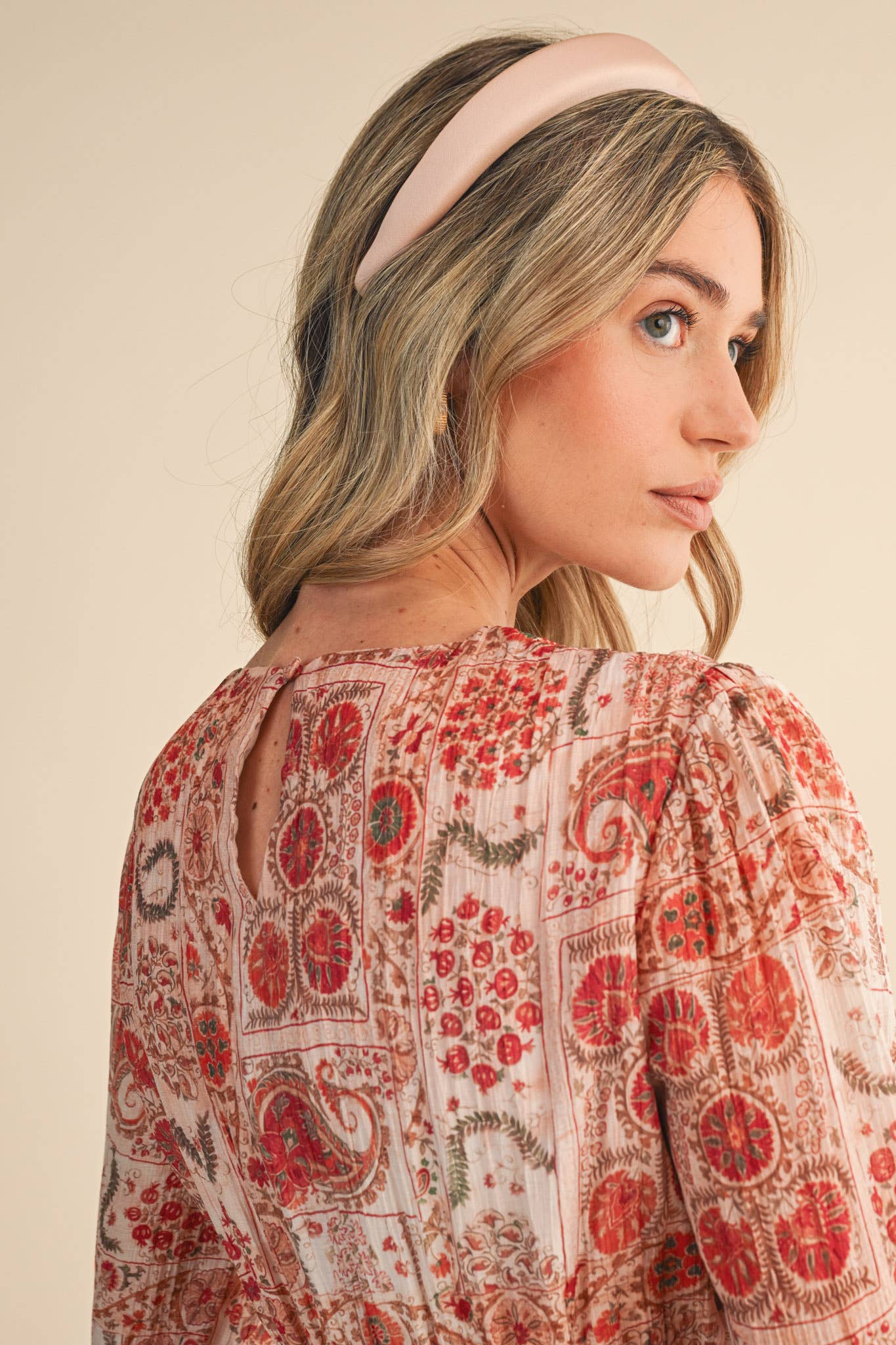 MIXED PAISLEY PRINT MIDI DRESS MDR4448