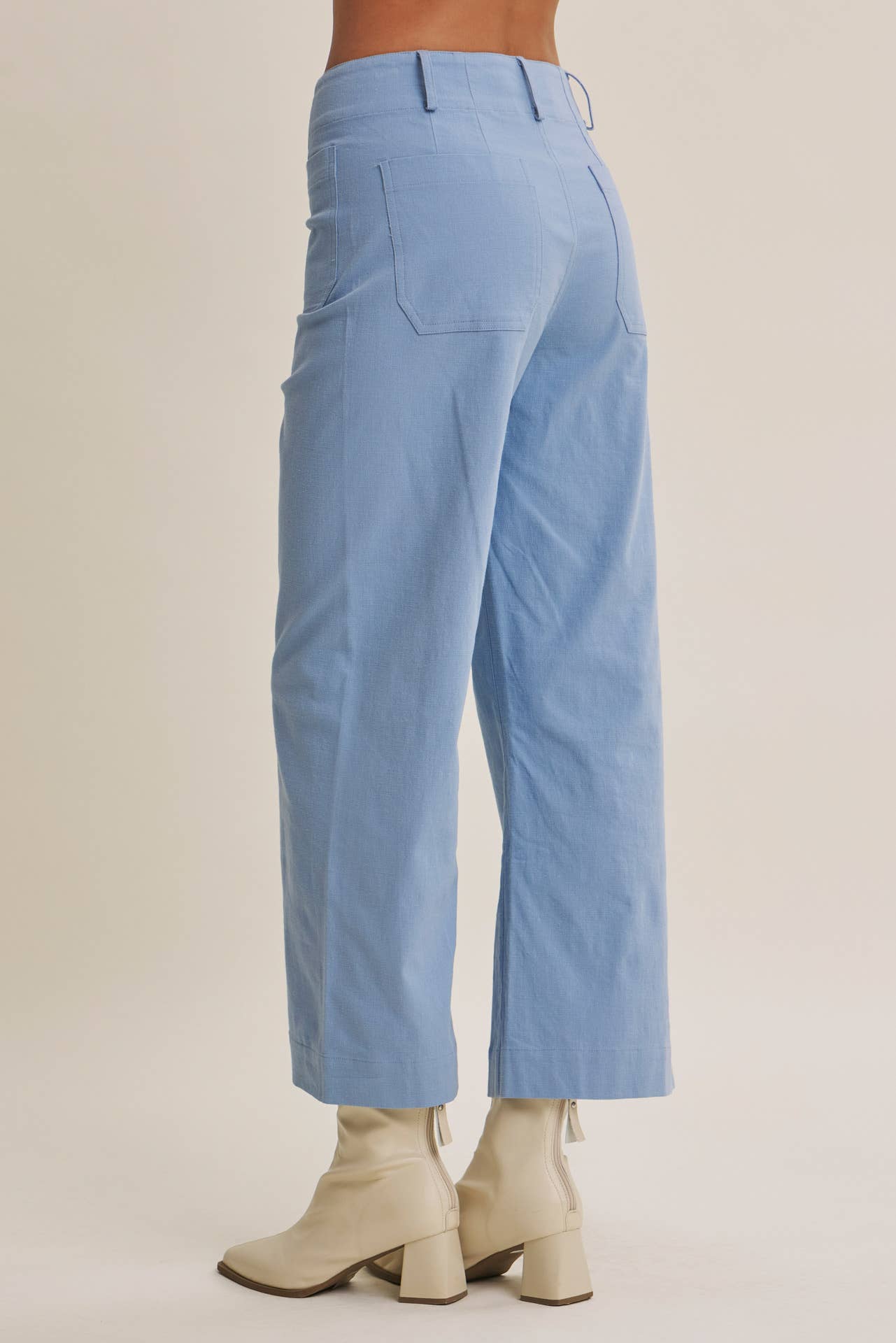 SEASONLESS STRETCHY COTTON LINEN ANKLE PANTS WITH POCKETS