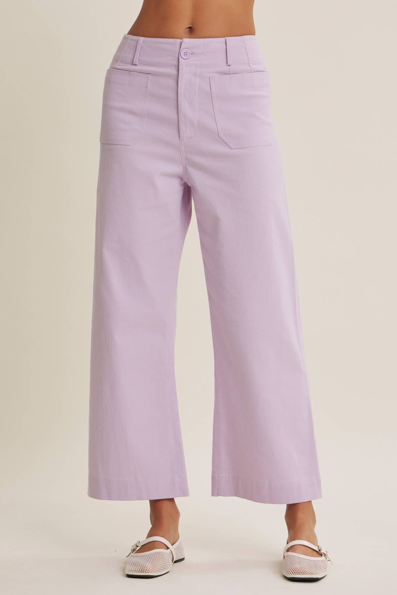 SEASONLESS STRETCHY COTTON LINEN ANKLE PANTS WITH POCKETS
