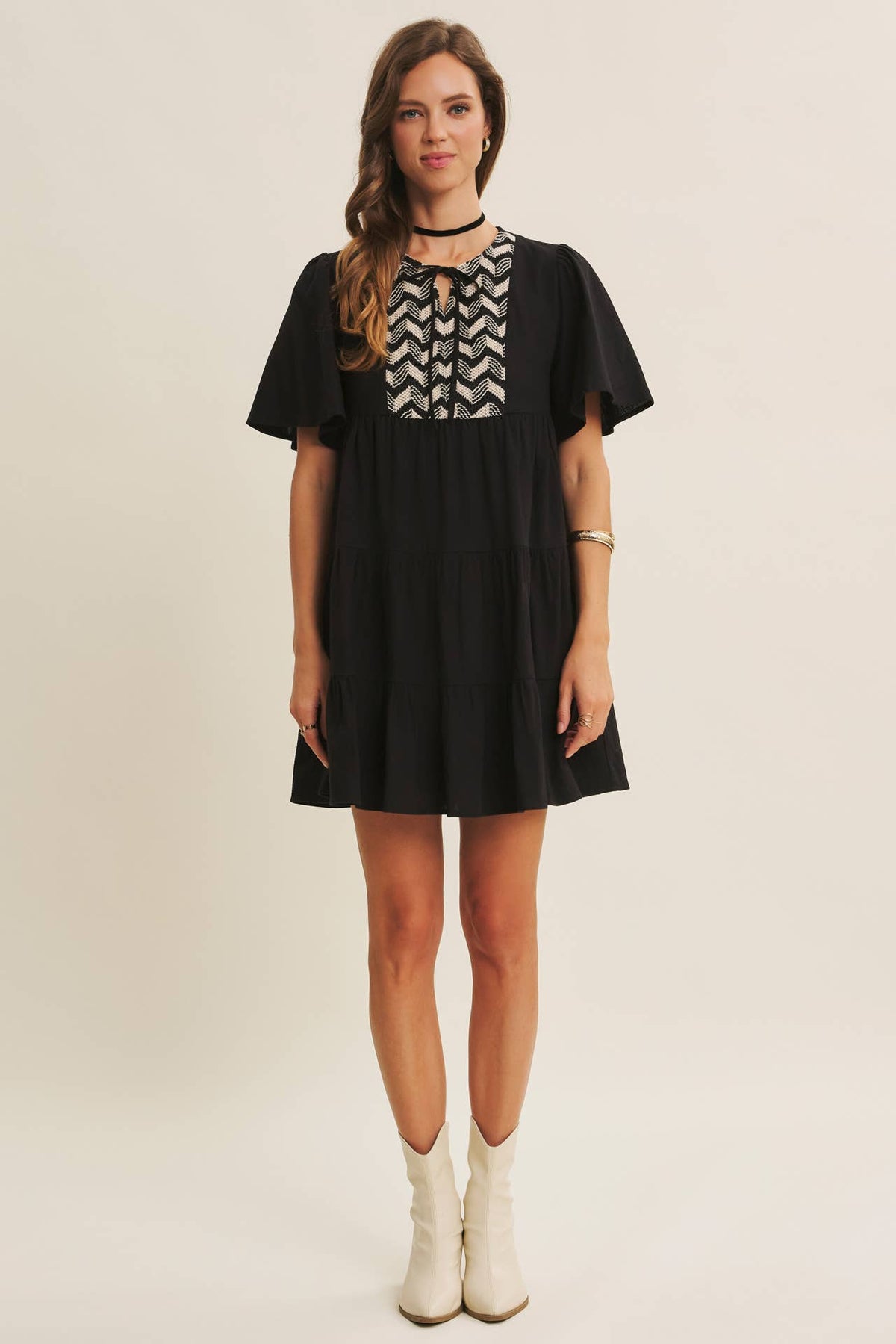 Vintage Crochet Tiered Cotton Babydoll Dress