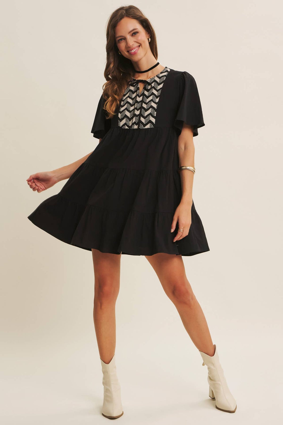 Vintage Crochet Tiered Cotton Babydoll Dress