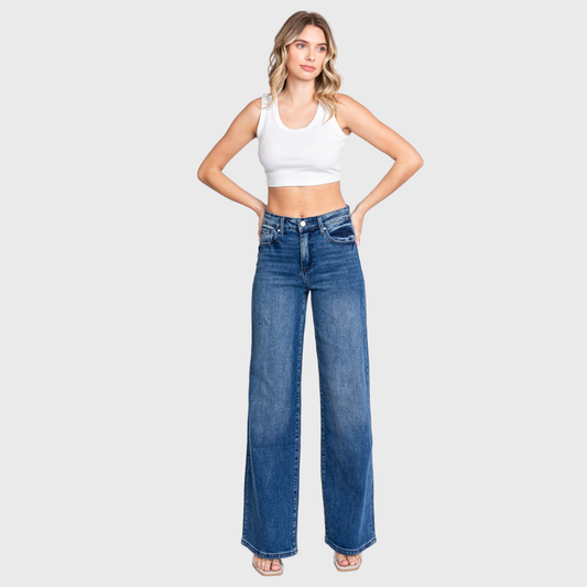 Petra153 High Rise Comfort Stretch Wide Leg Jeans