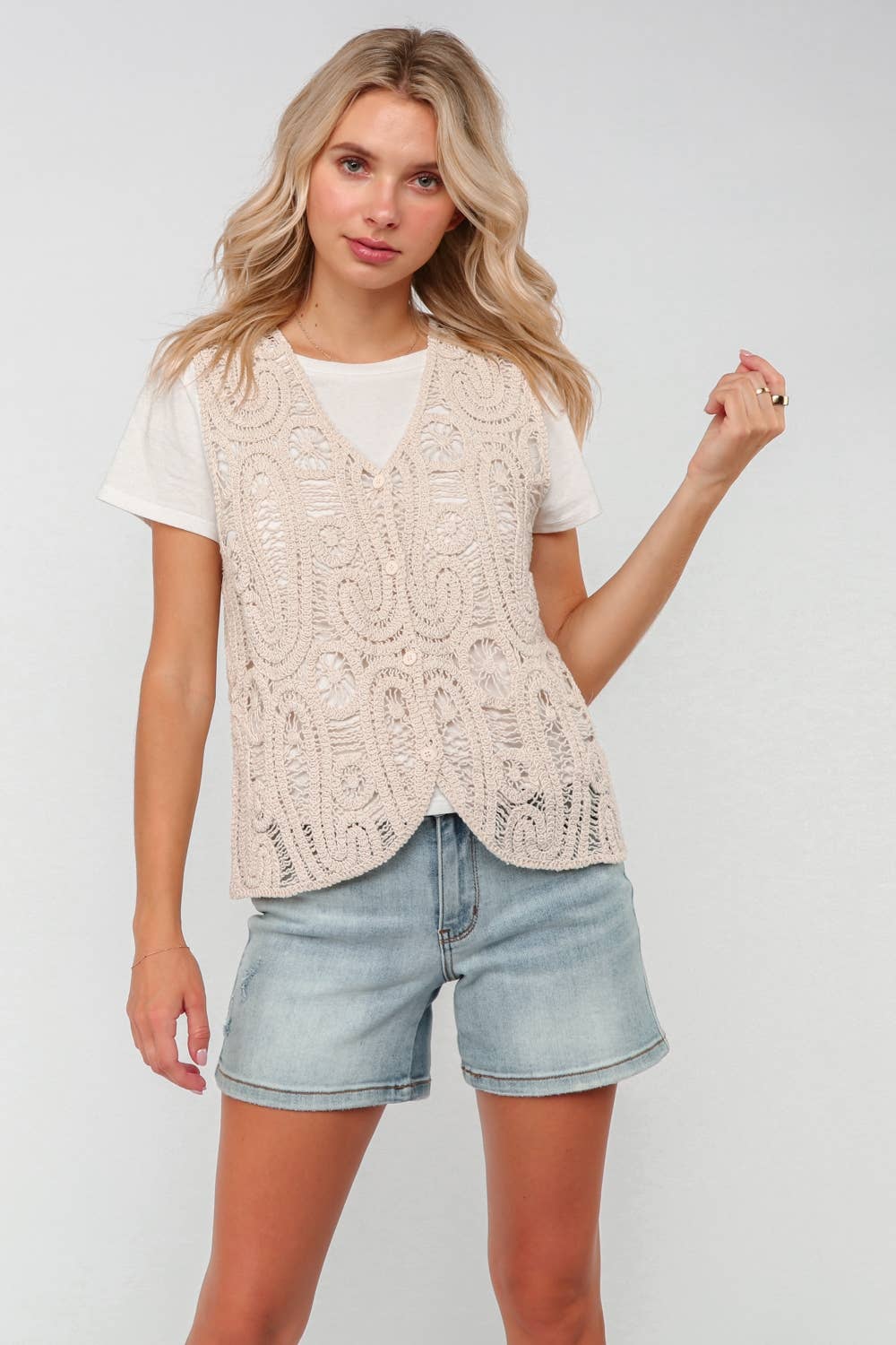 BUTTON DOWN PAISLEY CROCHET VEST